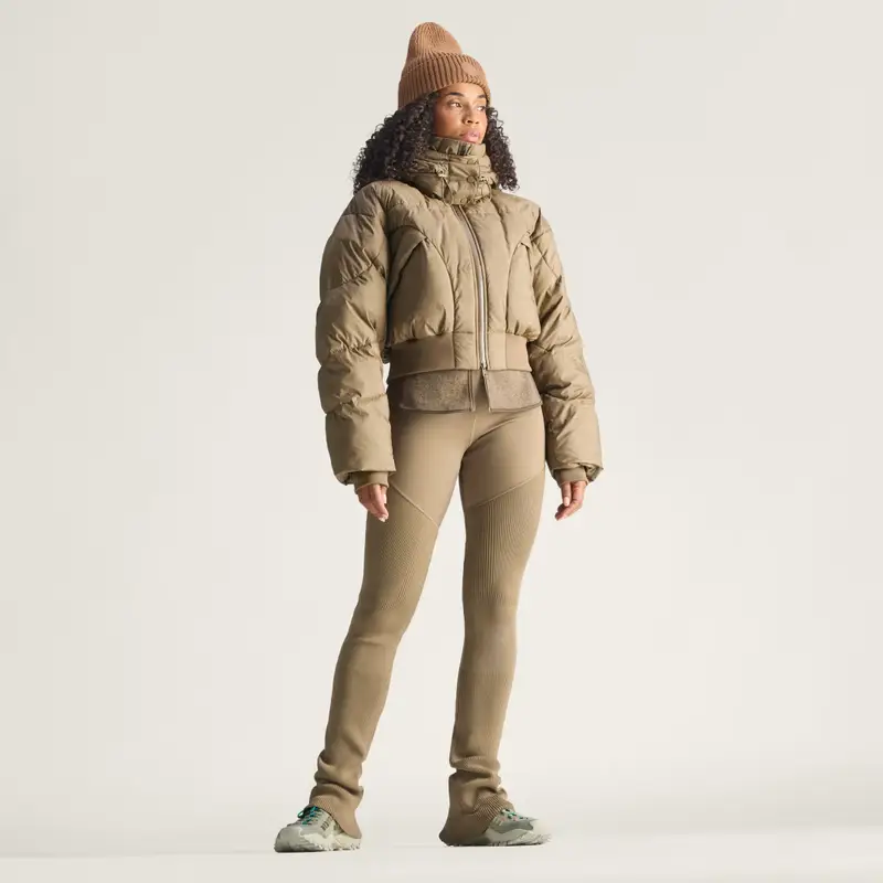 Giacca invernale imbottita con taglio corto adidas by Stella McCartney Brown Moss miniatura 3