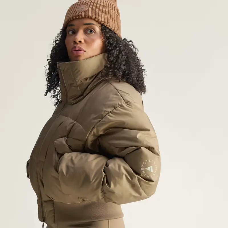 Giacca invernale imbottita con taglio corto adidas by Stella McCartney Brown Moss miniatura 4