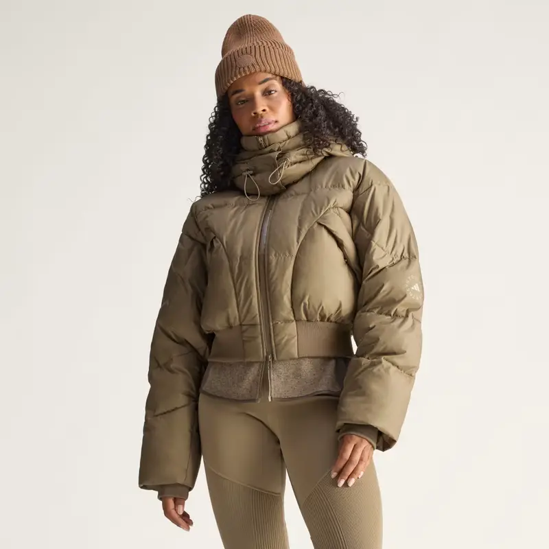 Giacca invernale imbottita con taglio corto adidas by Stella McCartney Brown Moss