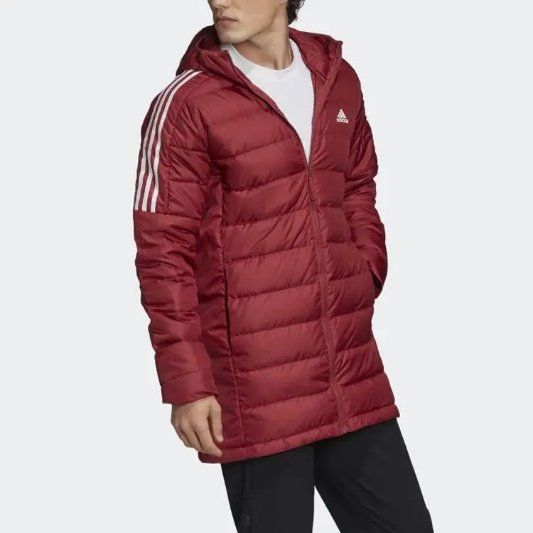 Giacca Piumino con Cappuccio di Media Lunghezza Adidas Uomo Capispalla Rosso GH4606 S miniatura 3