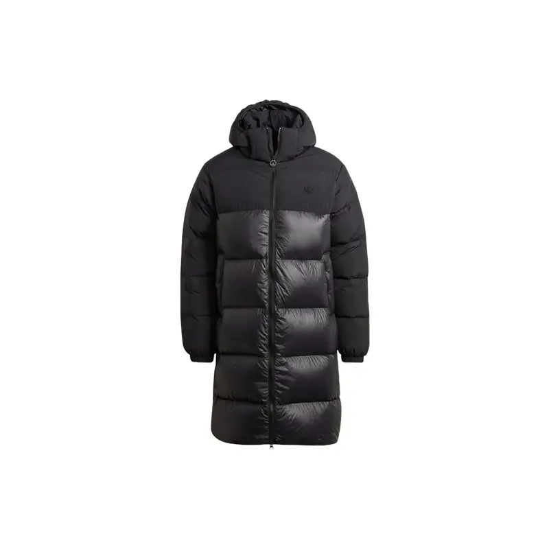 Giacca Piumino Media Lunghezza con Cappuccio Adidas Originals Trefoil Design Spezzato Uomo Capispalla Nero HL9209 XXL