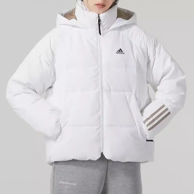 Giacca Piumino Sportiva Outdoor Adidas con Logo a Tre Strisce Giubbotti Donna Bianco IL8935 S miniatura 3