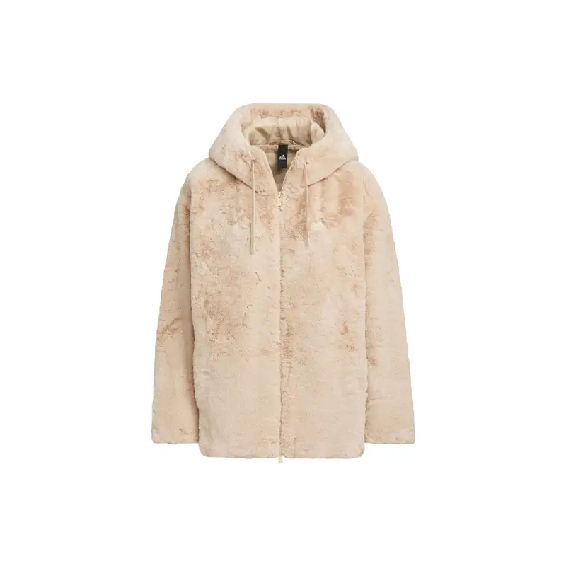 Giacca Sportiva Adidas Monocolore Larga con Cappuccio in Pile Donna Capispalla Marrone Chiaro Magico IZ4564 M