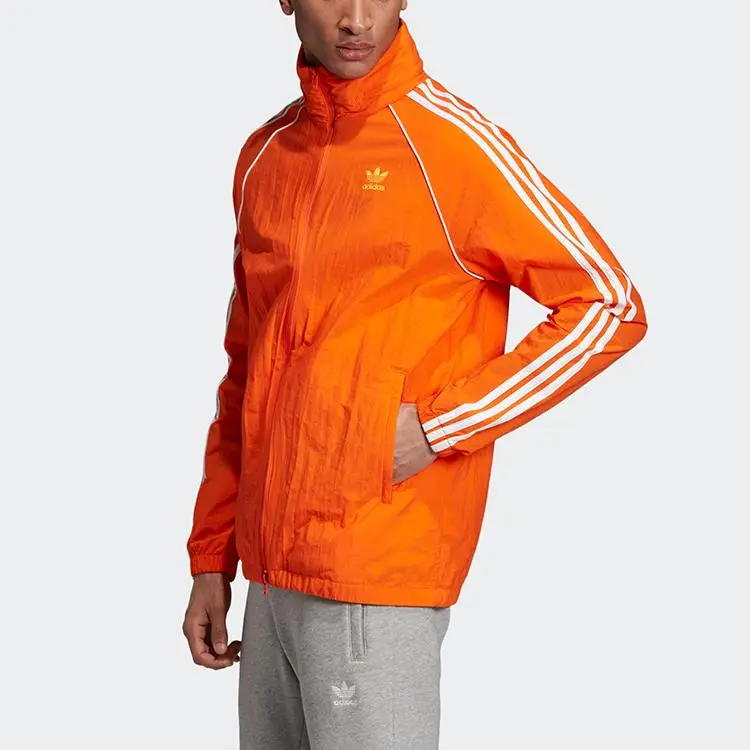 Giacca Sportiva Casual Adidas Originals Clover con Zip Intera Uomo Giacche Arancione Giallo ED6084 L miniatura 2