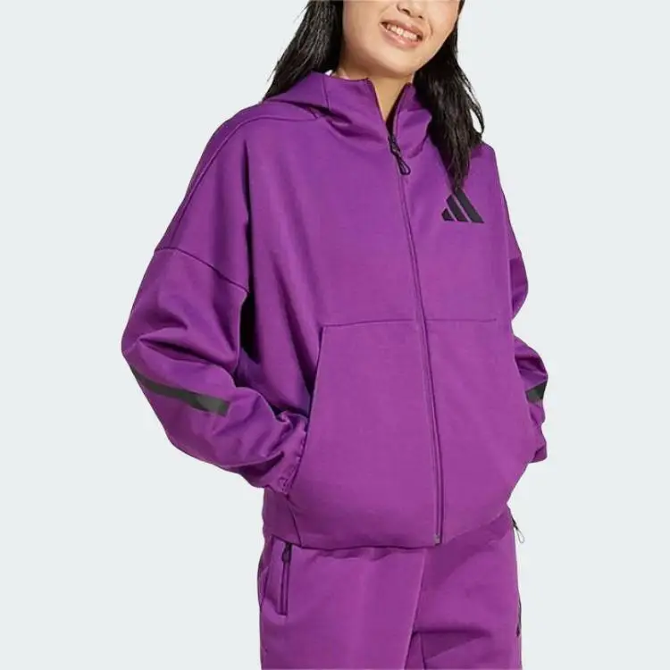 Giacca Sportiva Comoda con Cappuccio e Maniche Lunghe con Logo Adidas X Zne da Donna Viola JD3990 S miniatura 3