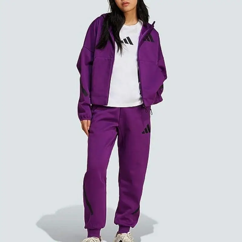 Giacca Sportiva Comoda con Cappuccio e Maniche Lunghe con Logo Adidas X Zne da Donna Viola JD3990 S miniatura 4