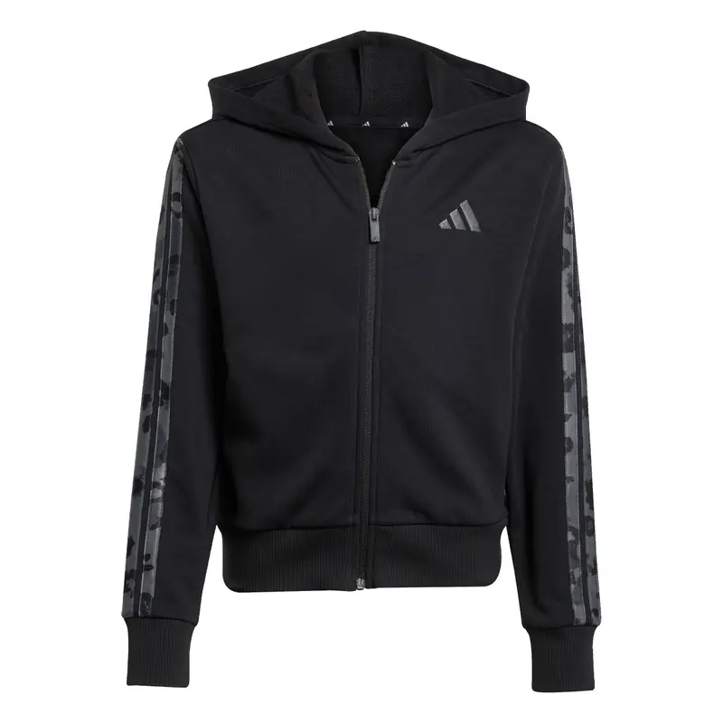 Giacca sportiva con cappuccio da bambina adidas 3-Stripes Animal Noir