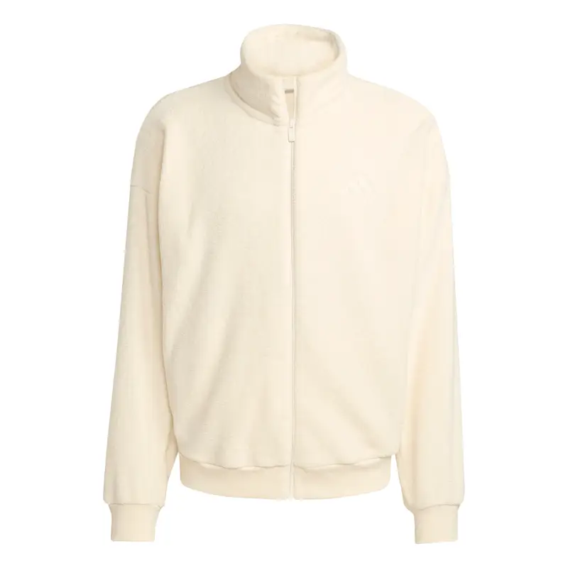 Giacca sportiva con chiusura a metà zip adidas Future Icons Logo Low Pile Beige