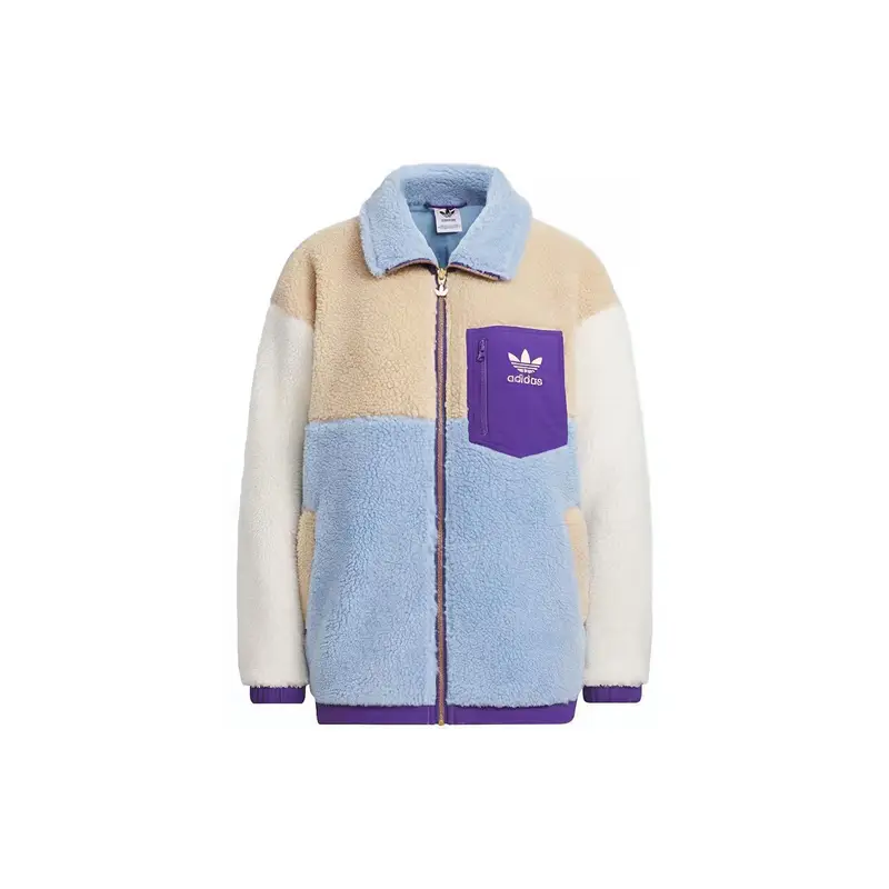 Giacca Sportiva in Pile Color-Block Adidas Originals da Donna Capispalla Azzurro Cielo IN0987