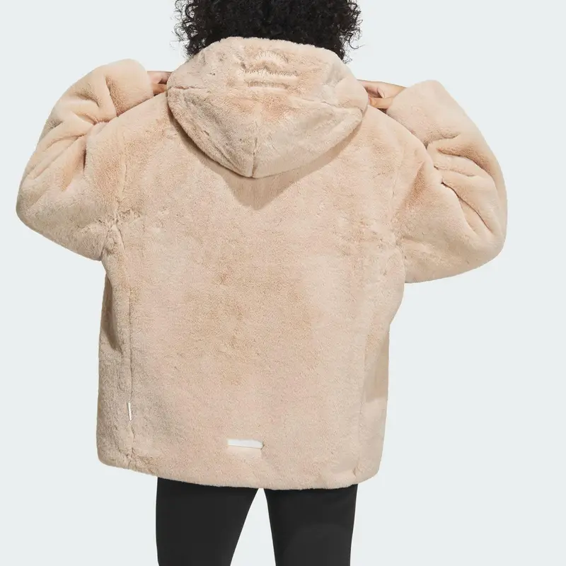 Giacca Sportiva in Pile con Cappuccio Larga Monocolore da Donna Capispalla Magic-Light-Brown IZ4564 XXL miniatura 3