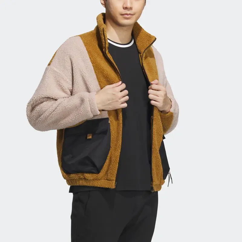 Giacca Sportiva Retro Adidas Color Block Vestibilità Ampia con Zip Collo Alto Maniche Lunghe Giacca Uomo Rock-Layer-Bronze IK3433 XS miniatura 2