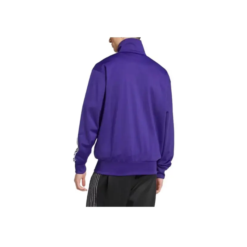 Giacca Sportiva Retro con Zip Intera a Righe con Logo Adicolor Adidas Originals da Uomo Giacca Viola Accademia IY9897 M miniatura 2