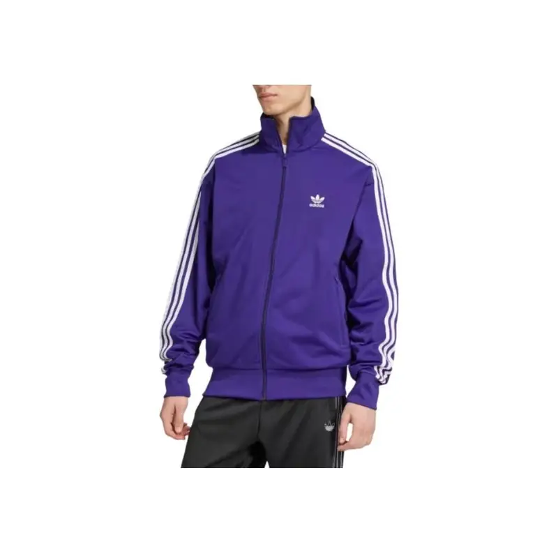 Giacca Sportiva Retro con Zip Intera a Righe con Logo Adicolor Adidas Originals da Uomo Giacca Viola Accademia IY9897 M miniatura 4