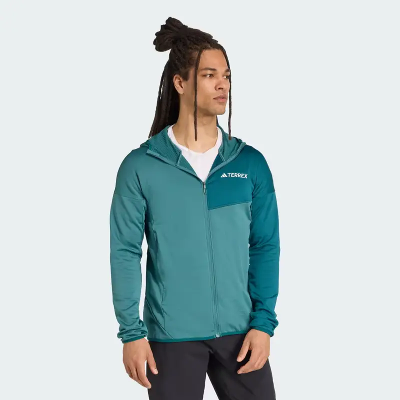 Giacca Terrex Xperior CLIMAWARM Light Fleece Hooded Preloved Teal miniatura 3