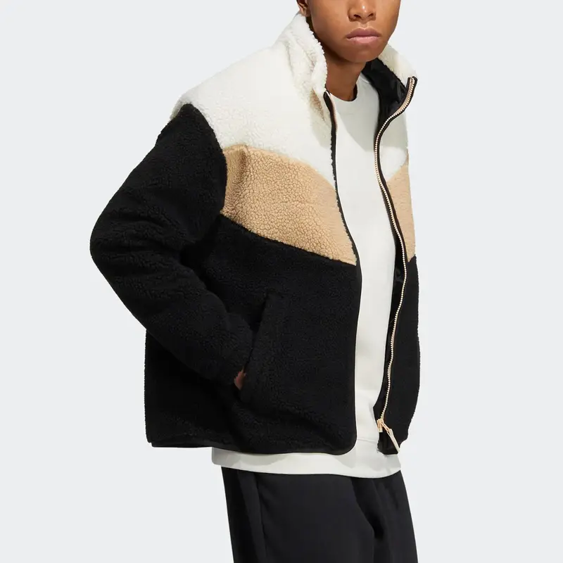 Giacca Unisex Adidas Neo Patchwork in Pile con Stampa Logo e Collo Alto Multicolore HY9650 L miniatura 2