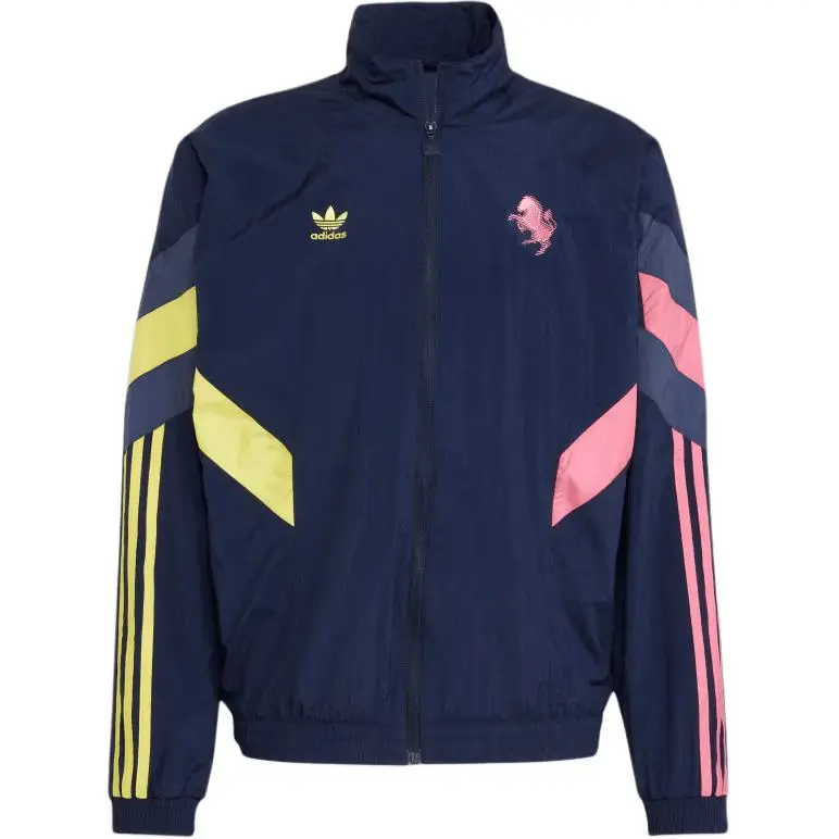 Giacca Vintage a Maniche Lunghe con Zip con Logo Collezione Juventus Adidas Originals FW24 Giacca Uomo Blu Rosa IN5601 2XL