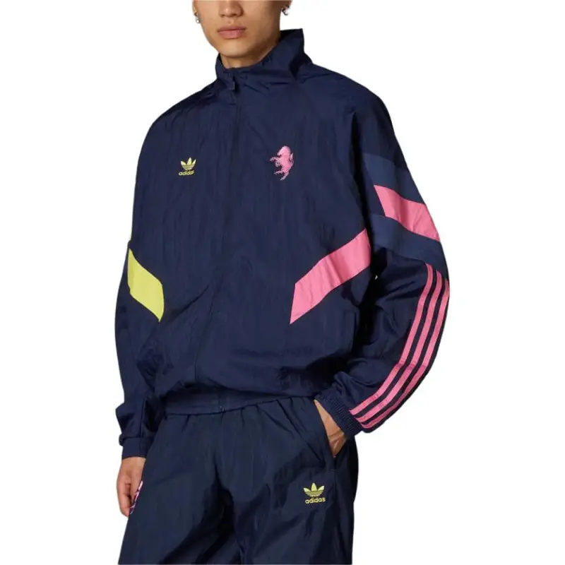 Adidas Giacca Uomo Vintage a Maniche Lunghe con Zip Blu e Rosa miniatura 3