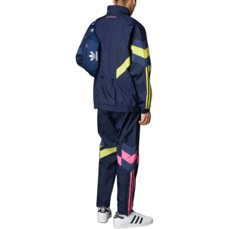 Adidas Giacca Uomo Vintage a Maniche Lunghe con Zip Blu e Rosa miniatura 4