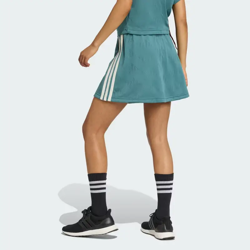 Gonna jacquard Stadium a 3 Strisce ispirata al tennis con short Preloved Teal miniatura 2