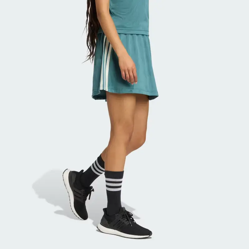 Gonna jacquard Stadium a 3 Strisce ispirata al tennis con short Preloved Teal miniatura 3