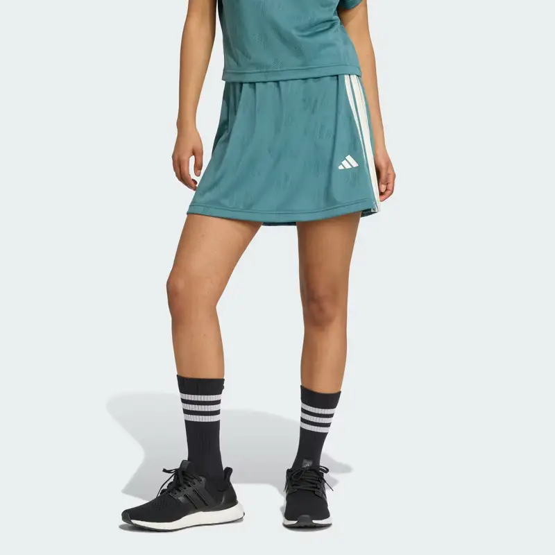 Gonna jacquard Stadium a 3 Strisce ispirata al tennis con short Preloved Teal