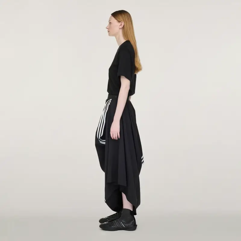 Gonna Y-3 in nylon con 3 Strisce Black miniatura 2