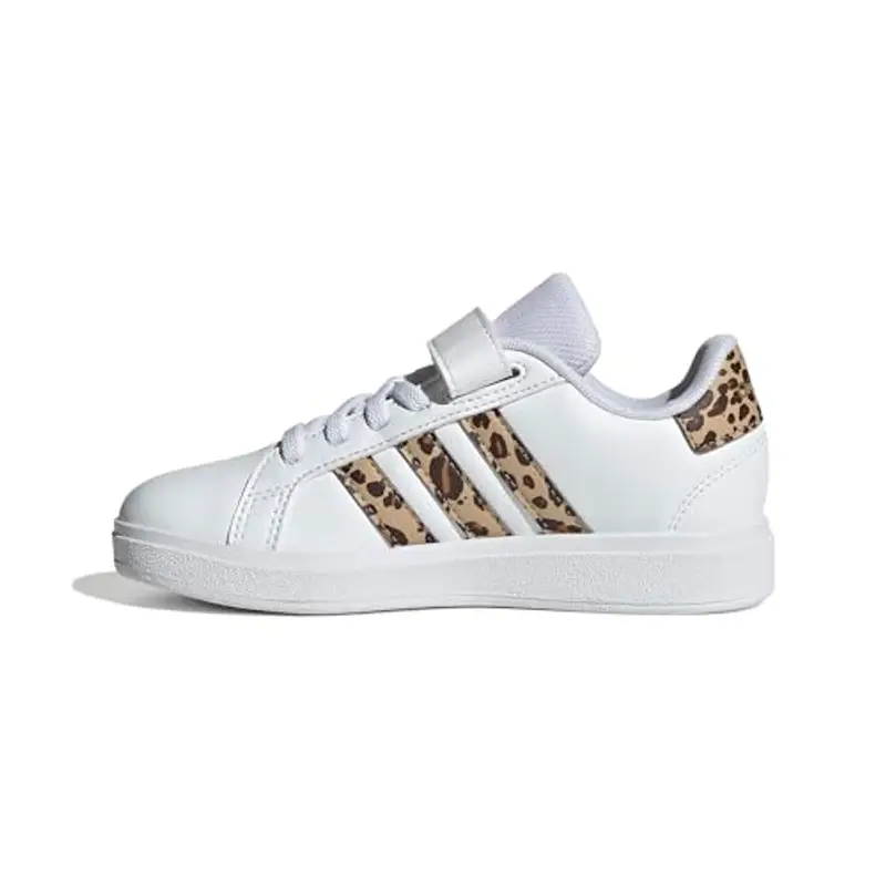 adidas Grand Court 2.0 Shoes Children, Scarpe da Tennis, Cloud White/Magic Beige/Matte Gold, 30.5 EU