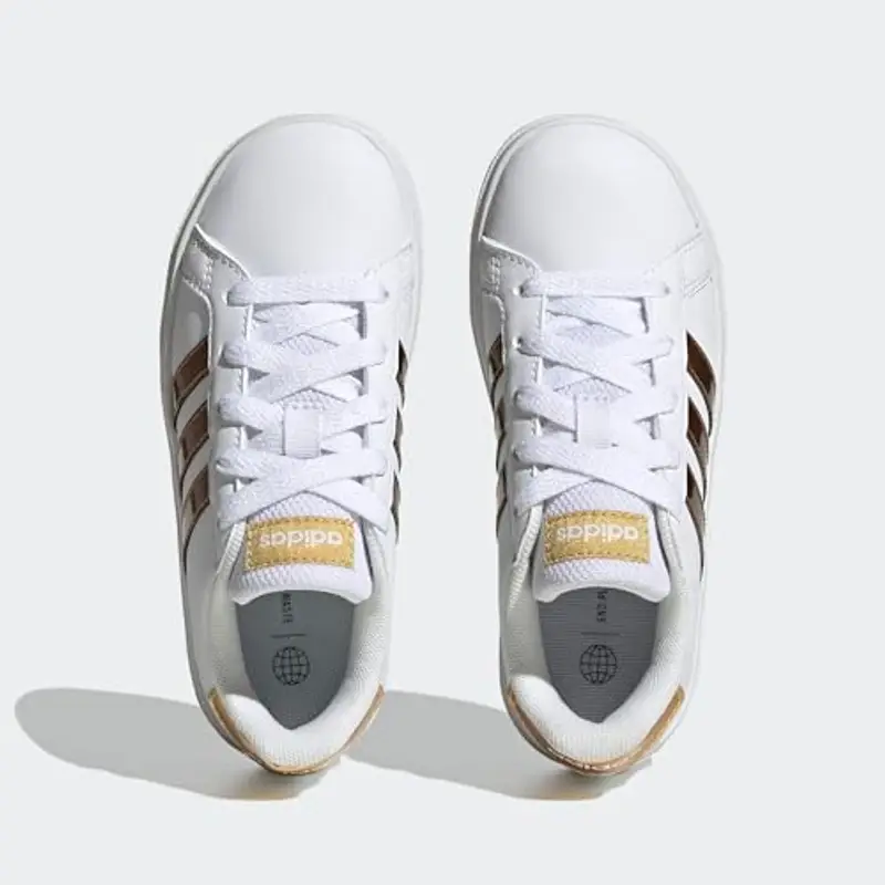 adidas Grand Court Sustainable Lace Shoes, Sneaker, Cloud White/Cloud White/Matte Gold, 35 EU miniatura 3