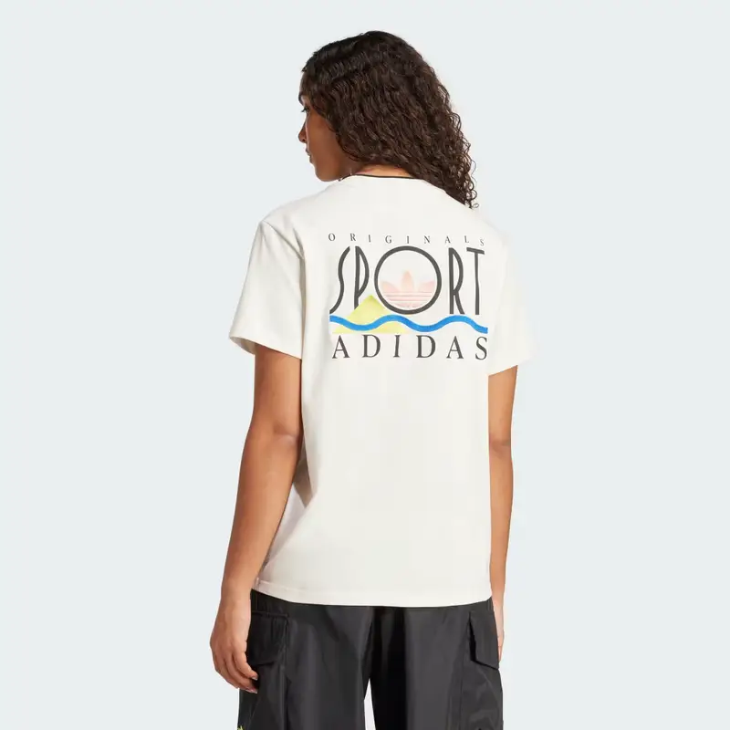 Graphic adidas Sports Loose 3-Stripes Tee Cloud White miniatura 2