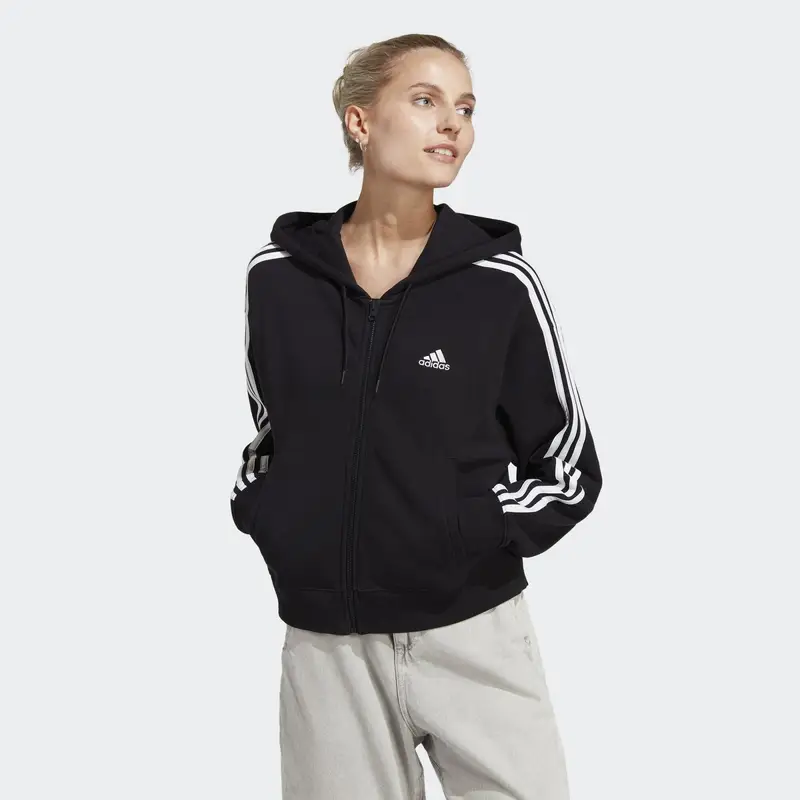 Hoodie Essentials 3-Stripes French Terry Bomber Full-Zip | Adidas Nero