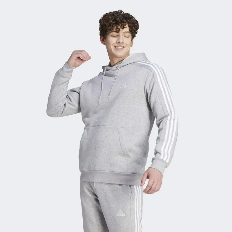 Hoodie Essentials Fleece 3-Stripes | Adidas Grigio
