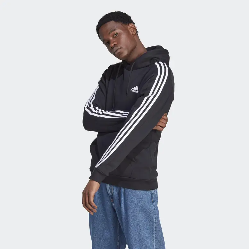 Hoodie Essentials Fleece 3-Stripes | Adidas Nero