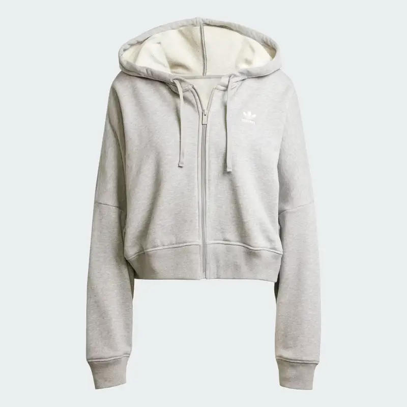 Hoodie Essentials Short Full-Zip French Terry Medium Grey Heather miniatura 4