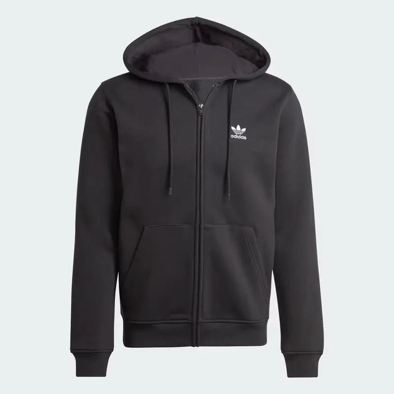 Hoodie Trefoil Essentials Full-Zip Black miniatura 4