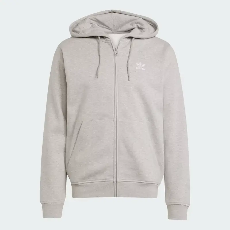 Hoodie Trefoil Essentials Full-Zip Medium Grey Heather miniatura 4