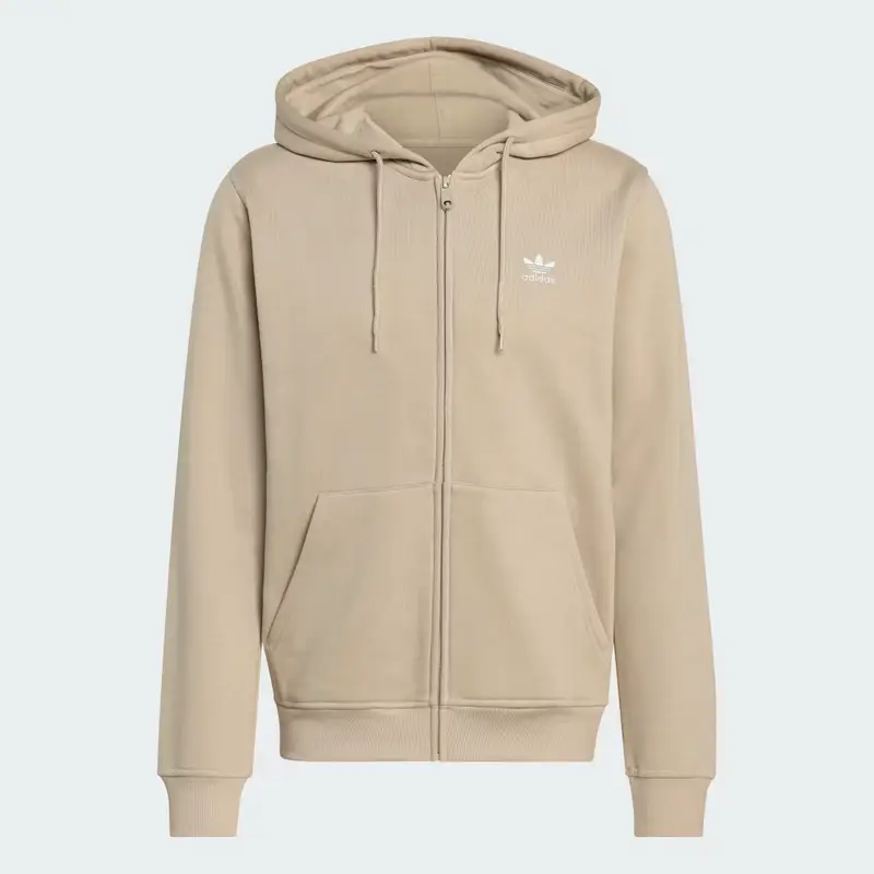Hoodie Trefoil Essentials Full-Zip Stone Khaki miniatura 4