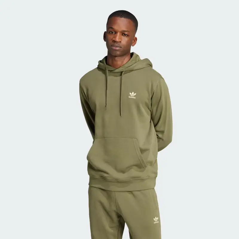 Hoodie Trefoil Essentials Olive Strata
