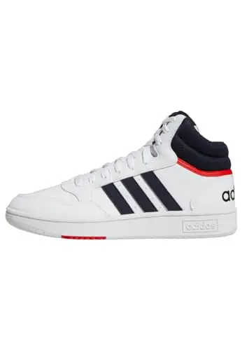 adidas Hoops 3.0 Mid Lifestyle Basketball Classic Vintage Shoes, Sneaker Uomo, Ftwr White Legend Ink Vivid Red, 46 EU