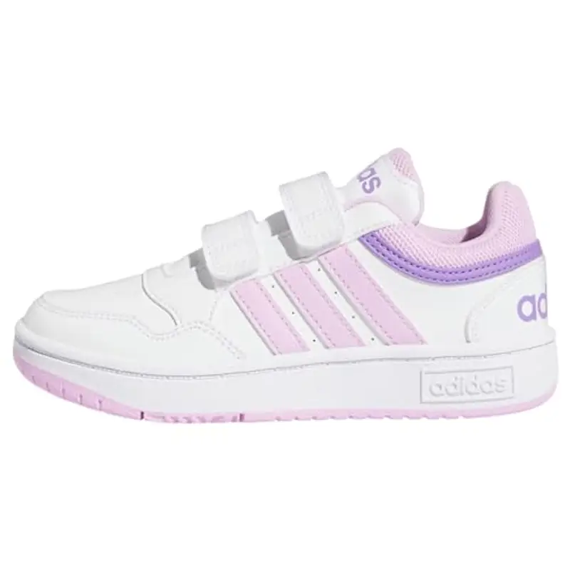 adidas Hoops Lifestyle Basketball Hook-And-Loop Shoes, Scarpe, Cloud White/Lilac/Violet Fusion, 32 EU