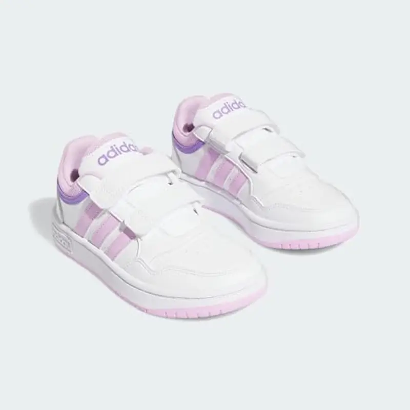 adidas Hoops Lifestyle Basketball Hook-And-Loop Shoes, Scarpe, Cloud White/Lilac/Violet Fusion, 33 EU miniatura 3