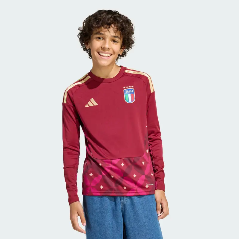 Italia 26 Maglia da Portiere per Bambini a Maniche Lunghe Team Coll Burgundy 2