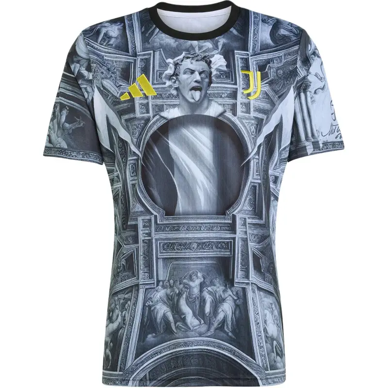 Juventus FW25 5/26 Pre-Match Asciugatura Rapida Stampata Allenamento Manica Corta Maglia da Calcio Uomo top KA6785 S