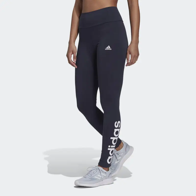 LEGGINGS ESSENTIALS HIGH-WAISTED LOGO | Adidas Blu petrolio