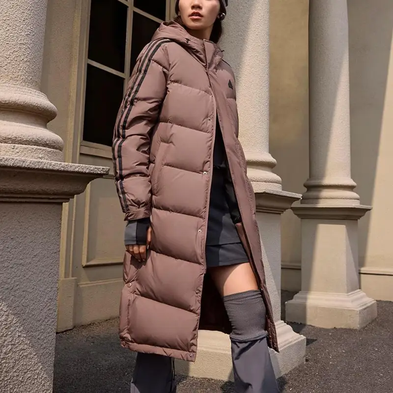 Long Down Warm Casual Long Hooded Cotton Coat Unisex Coats Deep-Earth-Brown JM9150 XL miniatura 5