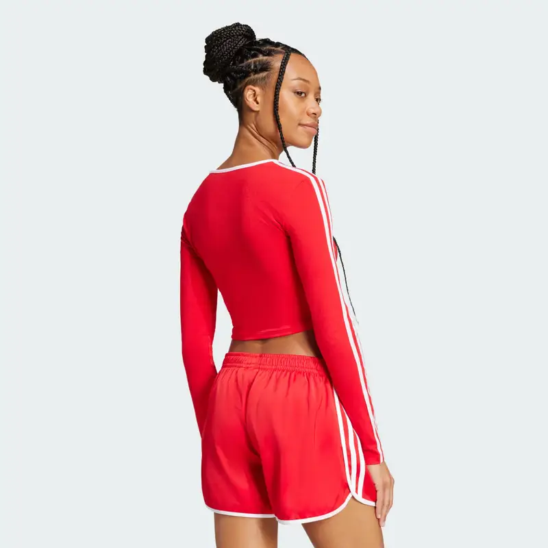Maglia adicolor 3-Stripes Long Sleeve Crop Better Scarlet miniatura 2