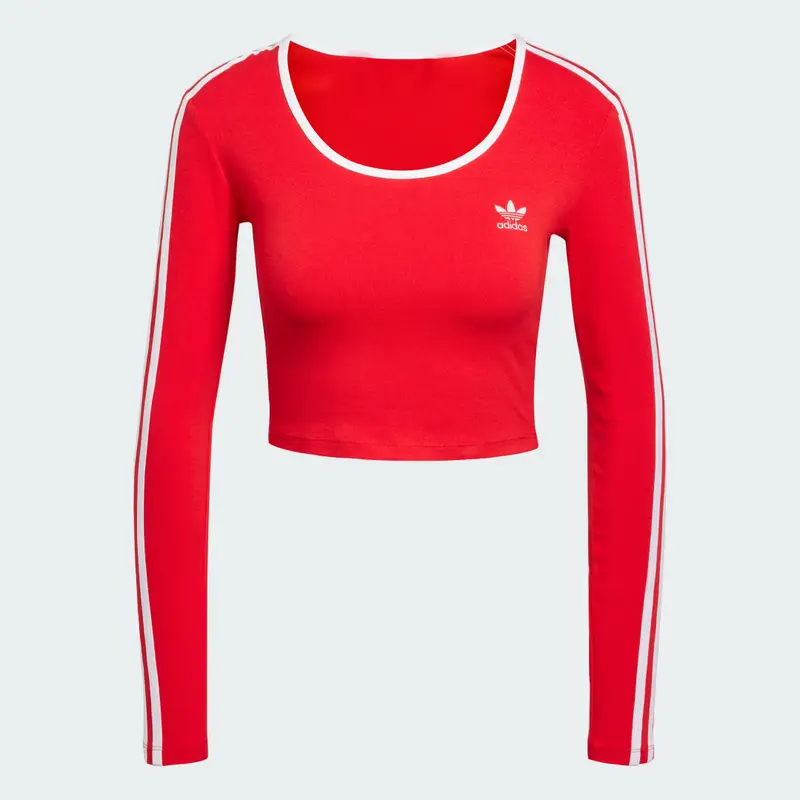 Maglia adicolor 3-Stripes Long Sleeve Crop Better Scarlet miniatura 4