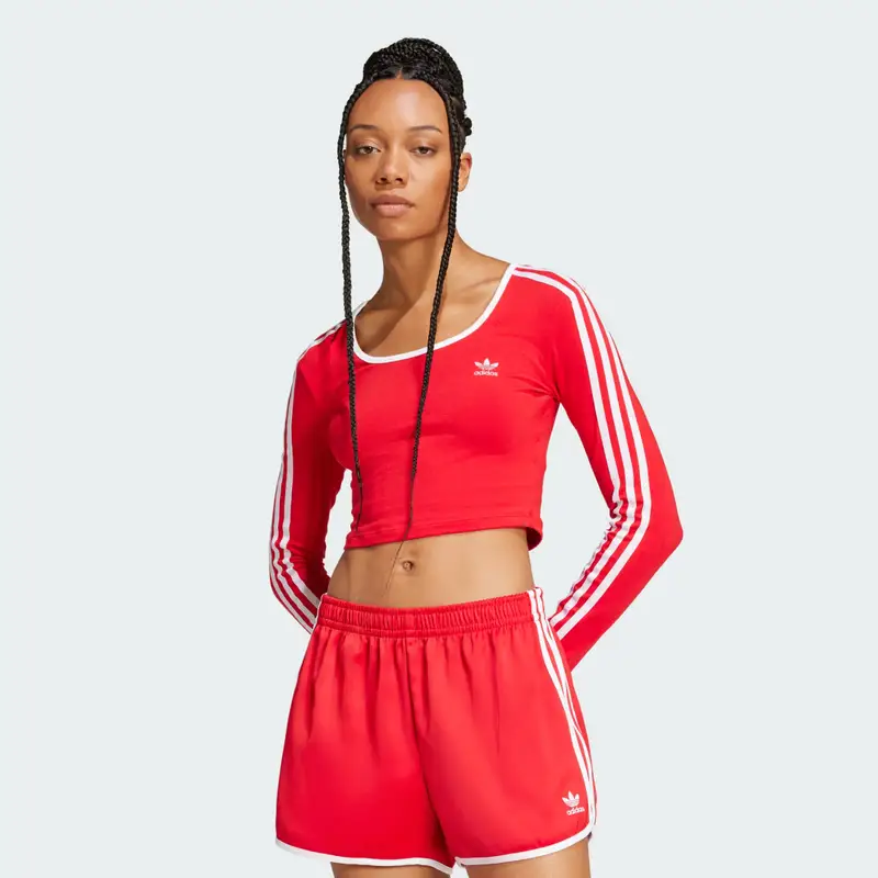 Maglia adicolor 3-Stripes Long Sleeve Crop Better Scarlet