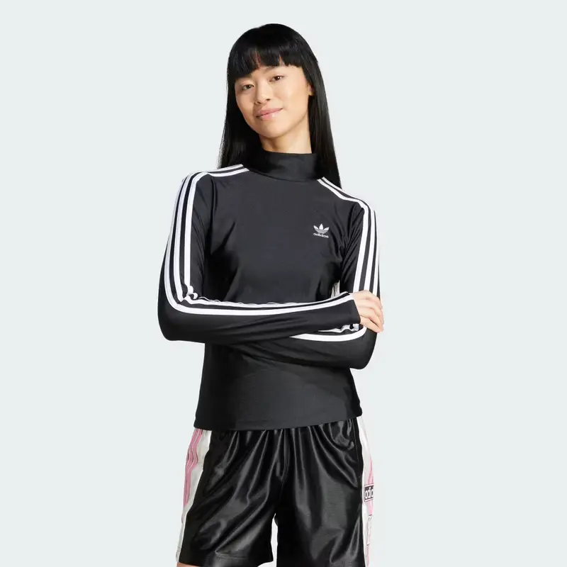 Maglia adicolor 3-Stripes Turtleneck Long Sleeve Black