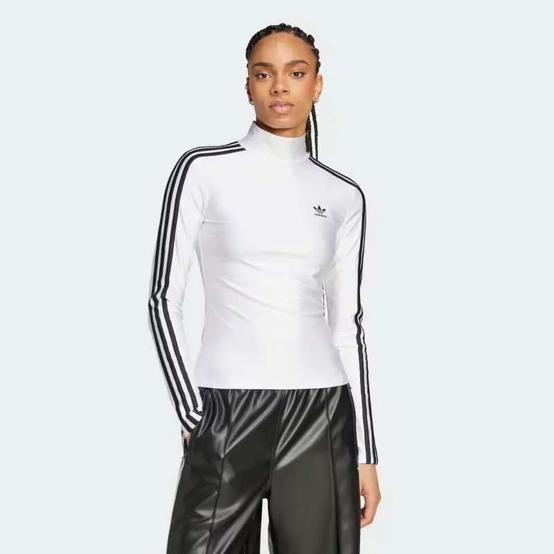 Maglia adicolor 3-Stripes Turtleneck Long Sleeve White
