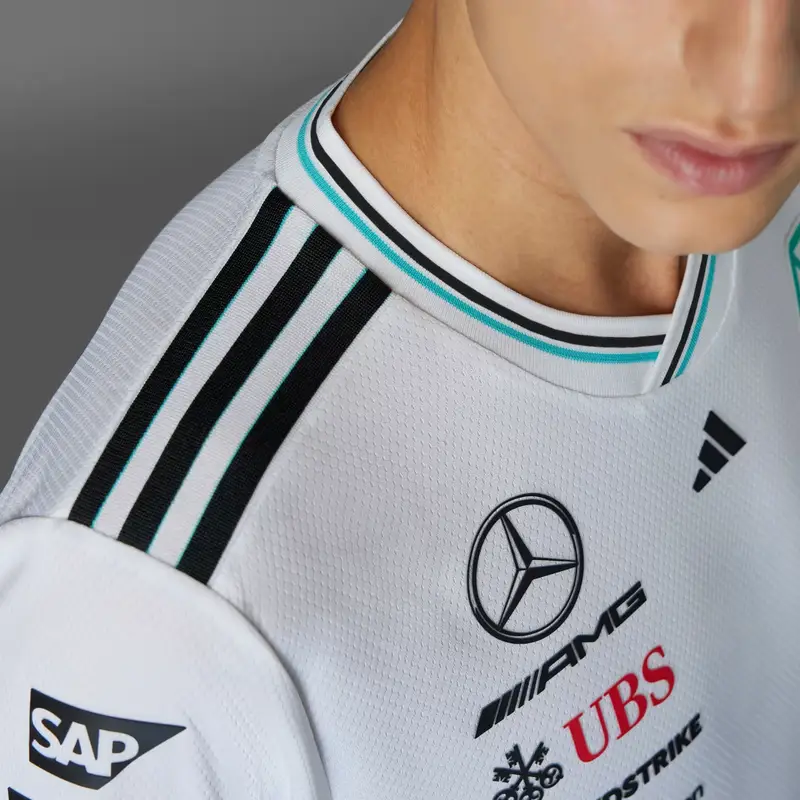 MAGLIA AUTENTICA A LUNGHE MANICHE DEL PILOTA DEL TEAM MERCEDES - AMG PETRONAS FORMULA ONE White miniatura 4